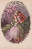 Baroque couple, Italian art postcard s: T. Corbella