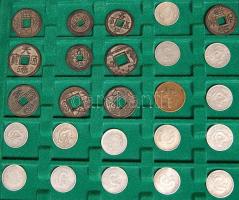 Kína Császárság/Köztársaság érdekes gyűjtemény, benne nagyértékű pénzek hamisítványai, össz. 48db, 2...