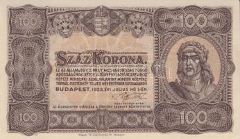 1923. 100K "Magyar Pénzjegynyomda Rt. Budapest" T:I