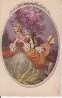 Baroque couple, Italian art postcard s: T. Corbella