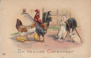 Easter, chickens, rabbits, photography, litho (small tear)