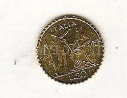 Olaszország 1928. 20L aranypénz mini utánzata T:BU