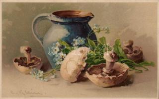 Mushrooms 'Meissner & Buch Köstlicher Fund für Auge und Mund Serie 1405' litho s: C. Klein