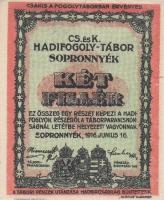 Sopronnyék/hadifogolytábor 1916. június 16. 2f + 10f + 20f "MS" + 1K + 2K + 10K + 20K mindegyik arab sorozat és sorszámmal, teljes sorozat! T:I(2K-on apró beszakadás)