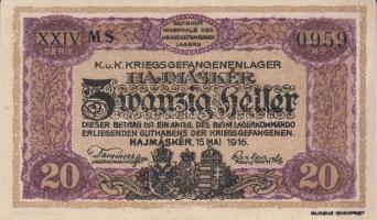 Hajmáskér/hadifogolytábor 1916. június 16. 10f + 20f + 50f + 1K + 2K + 5K + 10K mindegyik "MS&q...