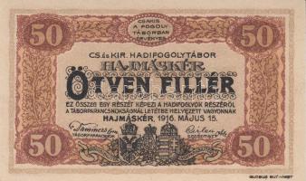 Hajmáskér/hadifogolytábor 1916. június 16. 10f + 20f + 50f + 1K + 2K + 5K + 10K mindegyik "MS&q...