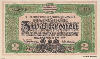 Hajmáskér/hadifogolytábor 1916. június 16. 10f + 20f + 50f + 1K + 2K + 5K + 10K mindegyik "MS&q...