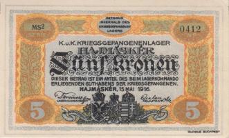 Hajmáskér/hadifogolytábor 1916. június 16. 10f + 20f + 50f + 1K + 2K + 5K + 10K mindegyik "MS&q...