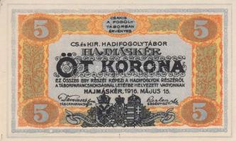 Hajmáskér/hadifogolytábor 1916. június 16. 10f + 20f + 50f + 1K + 2K + 5K + 10K mindegyik "MS&q...