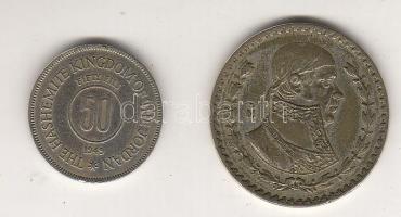 Jordánia 1949. 50F + Mexikó 1961. 1P Ag (Billon) T:2/3