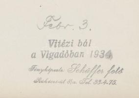 1934 Schäffer: Vitézi bál a vigadóban, vintage fotó, pecséttel jelezve, 17x23 cm