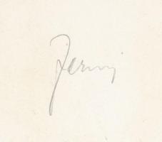 1935 Jermy László: Kormánykerék; vintage alkotás, aláírással jelzett, 16x11 cm