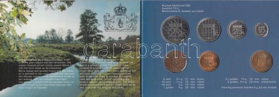 Hollandia 1991. 5c-5G 6xklf db + "Drenthe" emlékérem szettben T:FDC Netherlands 1991. 5 Cents - 5 Gulden 6xdiff pcs + "Drenthe" commemorative coin in set C:FDC Krause SS26