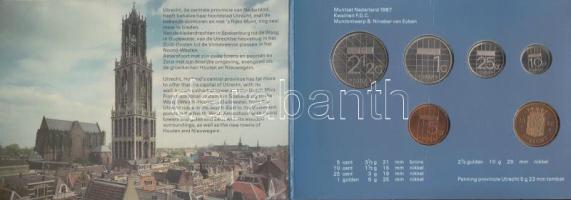 Hollandia 1987. 5c-2 1/2G 6xklf db + "Utrecht" emlékérem szettben T:FDC Netherlands 1987. 5 Cents - 2 1/2 Gulden 6xdiff pcs + "Utrecht" commemorative coin in set C:FDC Krause SS21