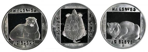 1985. 200Ft Ag (3x) "Természetvédelem II. - Vadmacska, Vidra, Mocsári teknős" sor T:PP Csak 2000db!