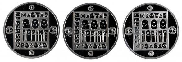 1985. 200Ft Ag (3x) "Természetvédelem II. - Vadmacska, Vidra, Mocsári teknős" sor T:PP Csa...