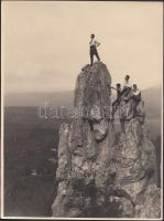 1923 Sevcsik Jenő: Az Orsolyán; hegymászók a csúcson, vintage fotó, a szerző hagyatékából, 24x18 cm