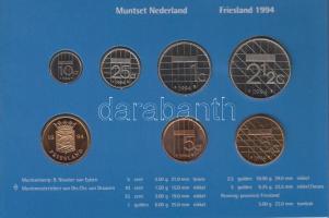 Hollandia 1994. 5c-5G 6xklf db + "Friesland" emlékérem szettben T:FDC Netherlands 1994. 5 Cents - 5 Gulden 6xdiff pcs + "Friesland" commemorative coin in set C:FDC Krause SS32