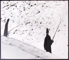 Cca 1970-1980 Kerekes Gábor: Horgászok, vintage fotóművészeti alkotás, kartonra kasírozva, feliratozva, 26x30 cm