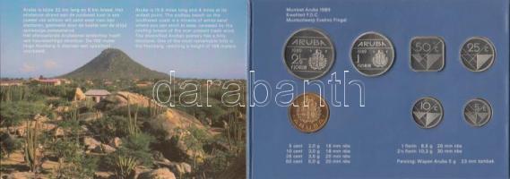 Aruba 1989. 5c-2 1/2Fl 6xklf db + "Aruba" emlékérem szettben T:FDC Aruba 1989. 5 Cents - 2 1/2 Florin 6xdiff pcs + "Aruba" commemorative coin in set C:FDC