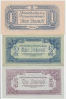 1944. 1P + 2P + 5P "A Vöröshadsereg Parancsnoksága" T:I,I-