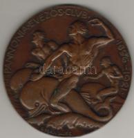 1921. "Pannónia Evezős Club" extrém nagyméretű Br plakett szign.:Berán Lajos T:2