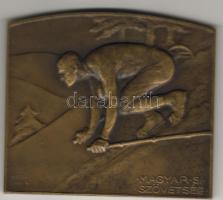 1936. "Magyar Sí Szövetség" szögletes nagy Br. plakett. Szign:Berán Lajos T:2