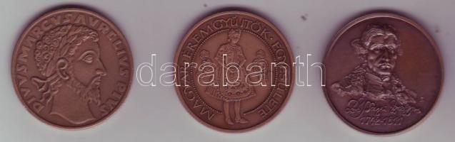 1982. "MÉE-Marcus Aurelius", 1984. "MÉE-Kalocsa", 1987. "MÉE-Bessenyei Gy." 3 klf szignált Br plakett T:BU