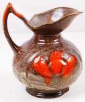 Jelzett mázas kerámia kiöntő, apró hibákkal, m:19 cm