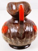 Jelzett mázas kerámia kiöntő, apró hibákkal, m:19 cm