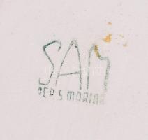 Jelzett mázas kerámia fülesváza, apró hibákkal, m:35 cm