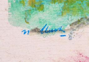 Olvashatatlan jelzéssel: Szerelmes pár. Vegyes technika, papír, keretben, 16×11 cm