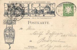 1903 Nürnberg, Turnfest; Gruss an die Turner litho, Ga