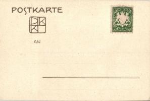 1904 Darmstadt, Ausstellung, Künstler Kolonie, das Blaue Haus / Expo, Olbrich's building, litho