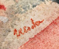 Rozsda jelzéssel: Hálószoba. Akvarell, papír, üvegezett keretben, 24×21 cm