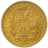 Ausztria 1894. 20K Au "Ferenc József" (6.77g/0.900) T:2
Austria 1894. 20 Corona Au "F...