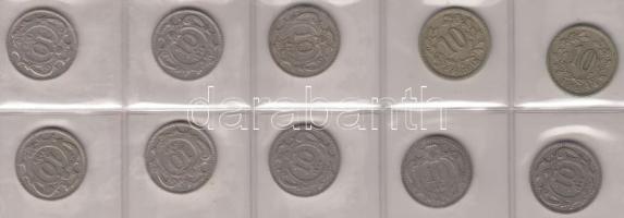 Ausztria 1893-1916. 1h (10x) T:2 Austria 1893-1916. 1 Heller (10x) C:XF