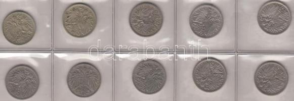 Ausztria 1893-1916. 1h (10x) T:2
Austria 1893-1916. 1 Heller (10x) C:XF