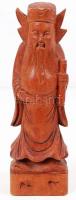 Kínai bölcs figura, faragott nemes fa, m:19 cm