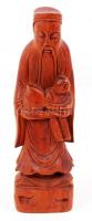 Kínai bölcs figura, faragott nemes fa, m:19 cm