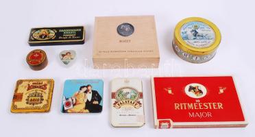 9 db vegyes doboz téte, fa, fé, papír