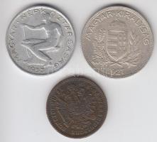 1927. 1P Ag + 1953. 50f + Ausztria 1881. 1Kr T:2,2- 
Hungary 1927. 1 Pengő Ag + 1953. 50 Fillér + Au...