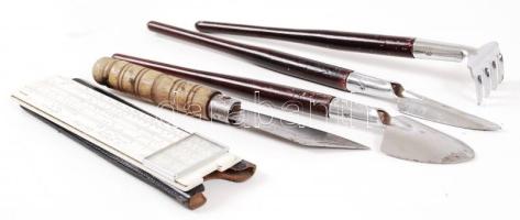 3 db mini kertész szerszámok + egy bicska