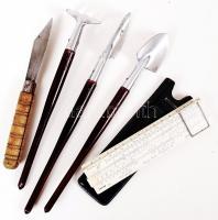 3 db mini kertész szerszámok + egy bicska