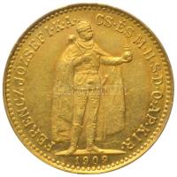1909. 10K Au "Ferenc József" Körmöcbánya (3.39g/0.900) T:2 Hungary 1909. 10 Korona Au "Franz Joseph" Kremnitz (3.39g/0.900) C:aXF Huszár: 2200., Adamo K8