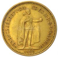 1892. 10K Au "Ferenc József" Körmöcbánya (3.39g/0.900) T:2,2- Hungary 1892. 10 Korona Au "Franz Joseph" Kremnitz (3.39g/0.900) C:aXF Huszár: 2200., Adamo K8