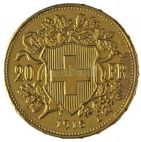 Svájc 1915B 20Fr Au "Helvetia" (6.4g/0.900) T:2 ph.
Switzerland 1915B 20 Francs Au "H...