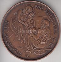 Fritz Mihály (1947-) 1991. "II. János Pál Pápa Budapesten 1991. Augusztus 16-20" Br emlékérem (42,5mm) T:1