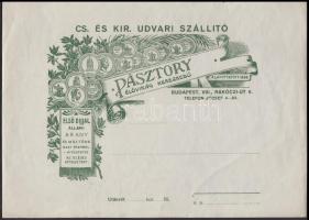 cca 1900 Bp., VIII. Pásztory élővirág kereskedő, császári és királyi udvari szállító fejléces, kitöltetlen szállítólevele.