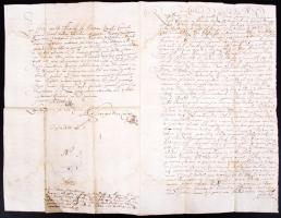 1694 Latin nyelvű dokumentum a Khuen-Héderváry családi Archívum bélyegzőjével, Bogya György a sümegi vár kapitánya nevének említésével.